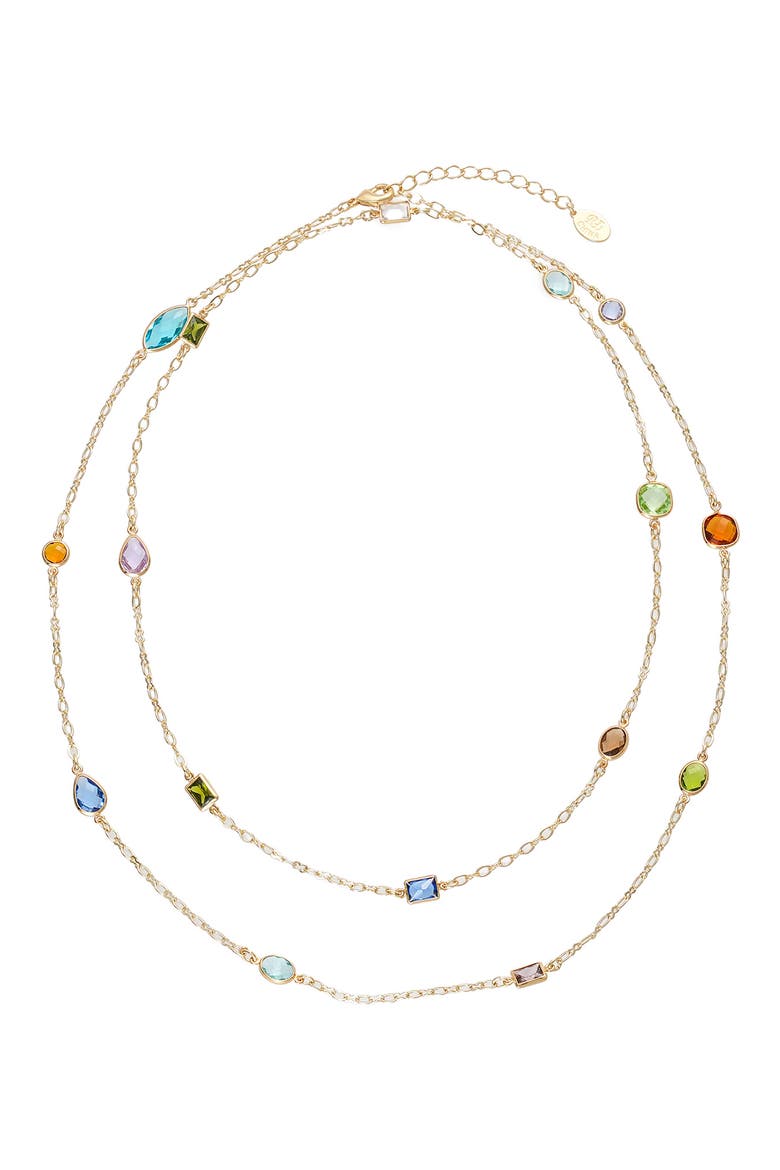 Multi Cubic Zirconia Necklace, Main, color, GOLD/ MULTI
