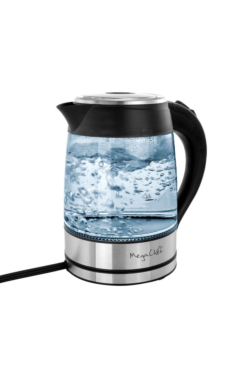 Megachef 1.8Lt. Glass Body and Stainless Steel Electric Tea Kettle, Main, color, Grey