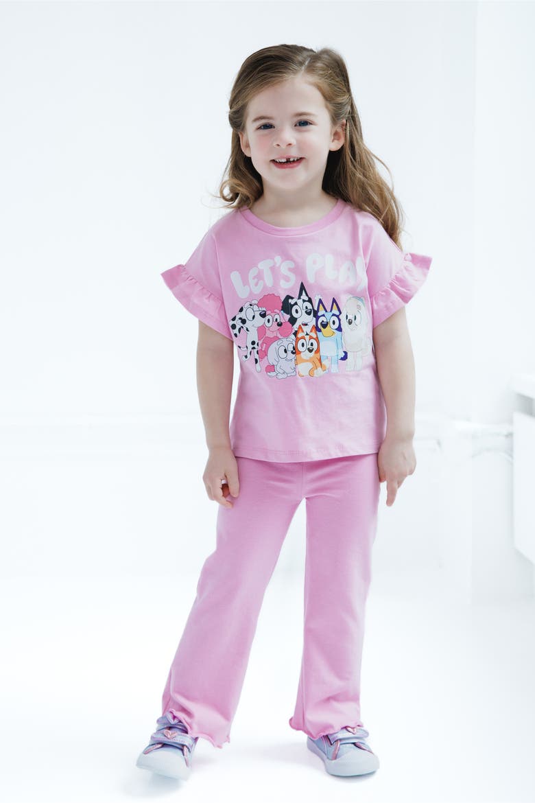 2-Piece T-Shirt and Flare Pants Set, Alternate, color, Lavender Pink Bluey