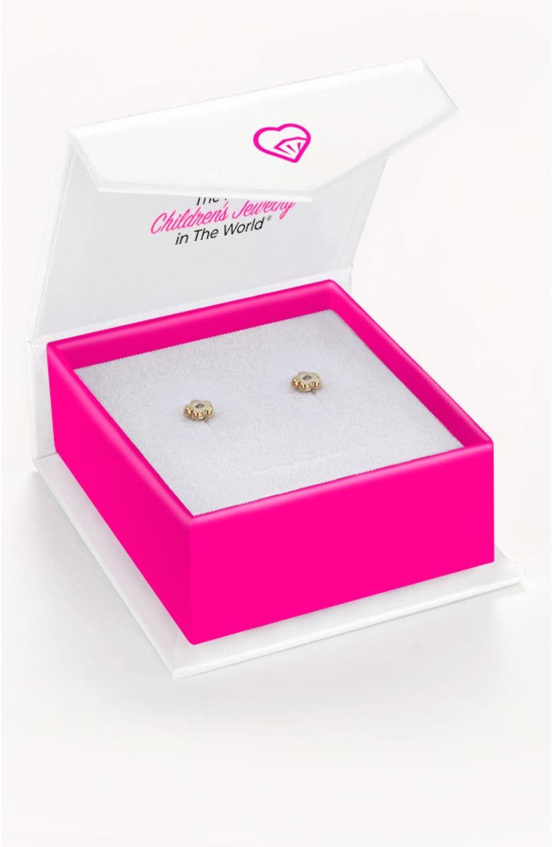 In Season Jewelry 14k Jeweled Flower Earrings, Alternate, color, Gold