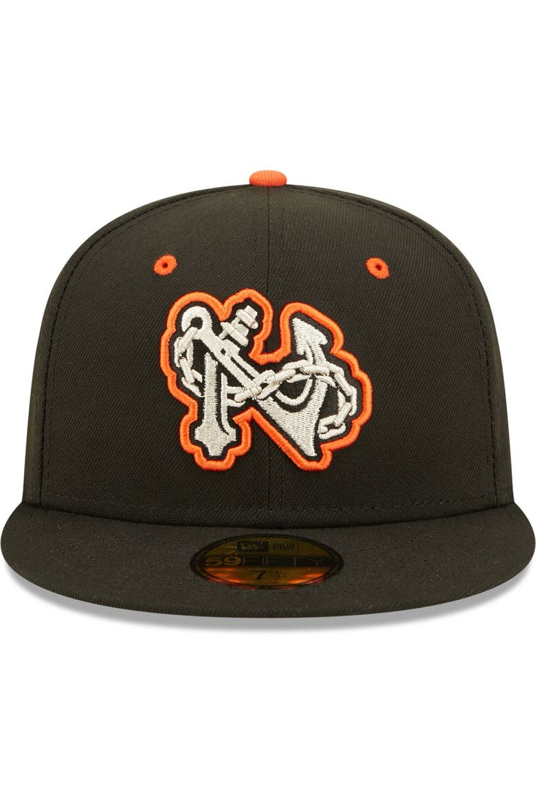 Men's New Era Black Norfolk Tides Authentic Collection Road 59FIFTY Fitted Hat, Alternate, color, Black