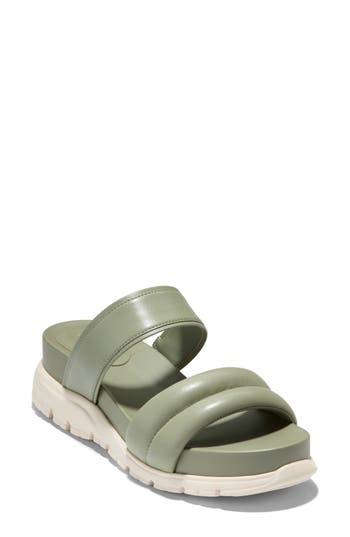 Cole Haan Zerogrand Double Band Slide Sandal In Oil Green/ivory
