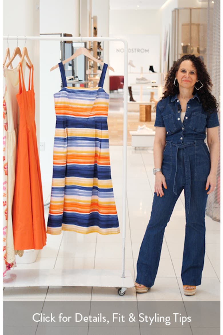 Stripe Cotton Blend Midi Dress video