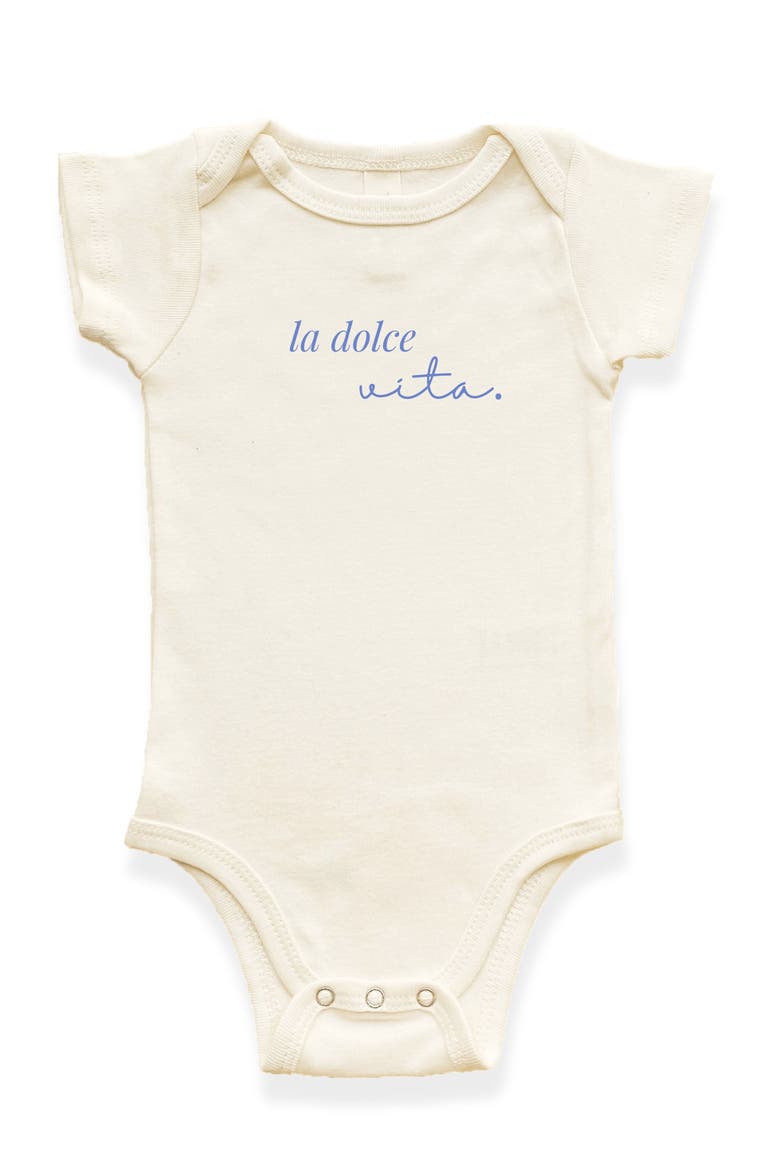 La Dolce Vita Organic Cotton Baby Bodysuit, Main, color, Natural