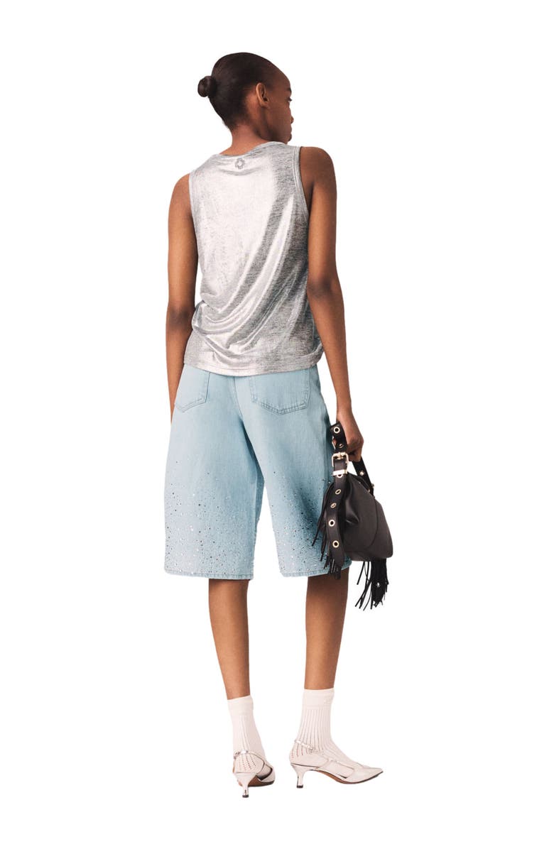 maje Metallic tank top, Alternate, color, Silver