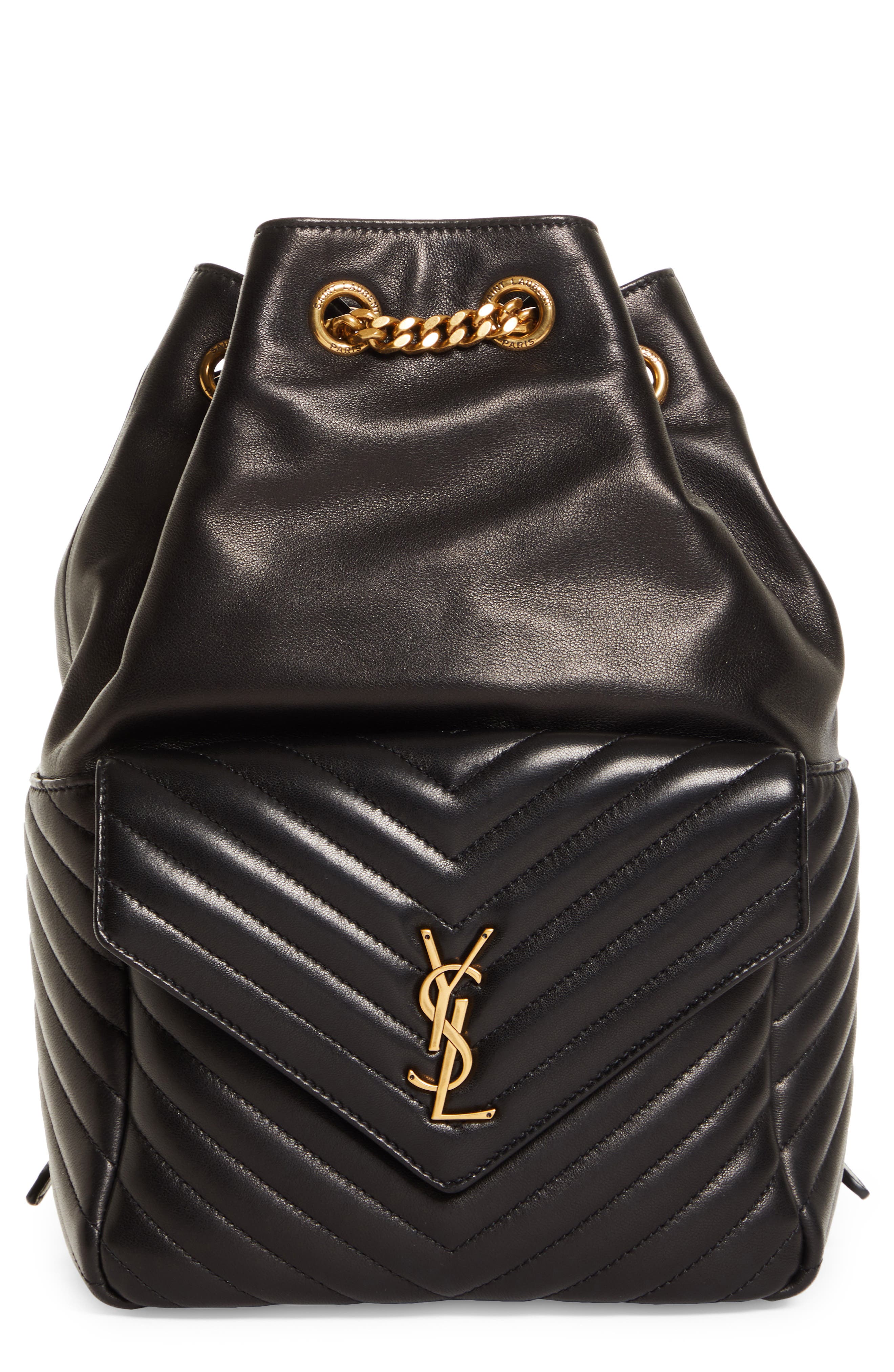 Saint Laurent Joe Monogram Matelassé Leather Backpack, Main, color, 