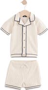 NEXT Kids' Tipped Cotton Button-Up Polo Sweater & Shorts Set