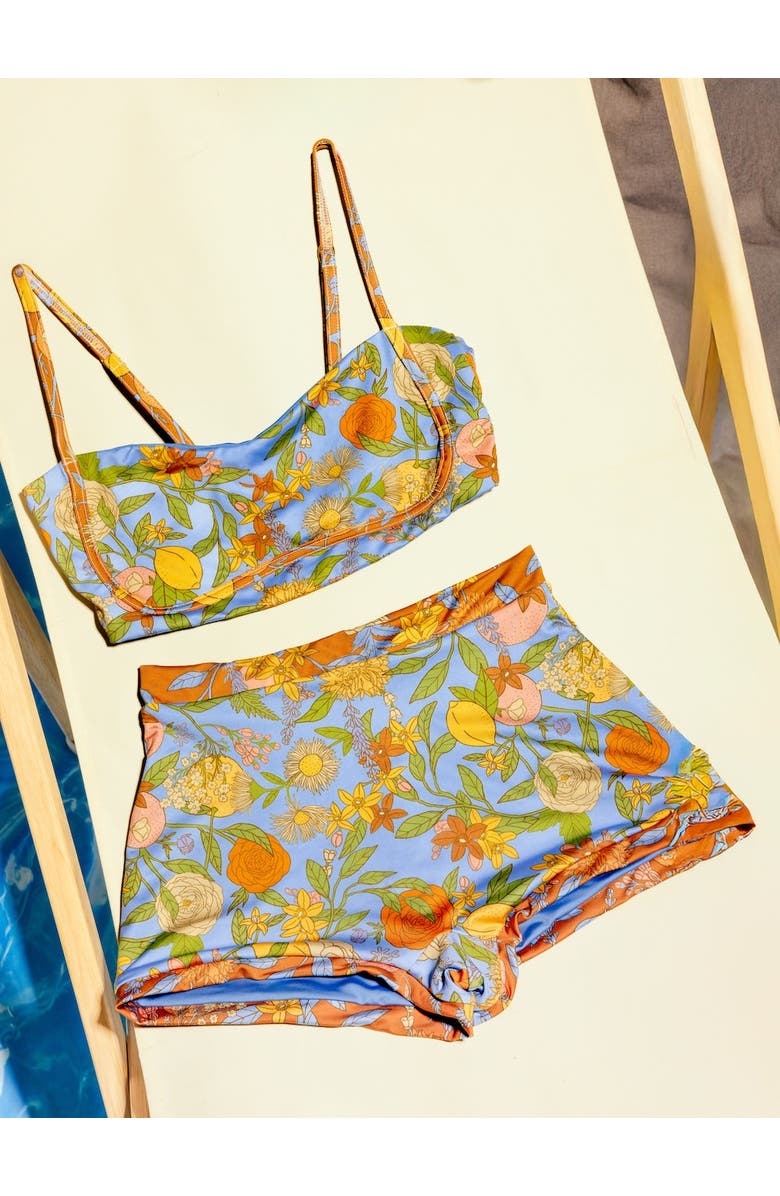 Kitty and Vibe Bandeau With Piping Bikini Top, Alternate, color, Aurelia