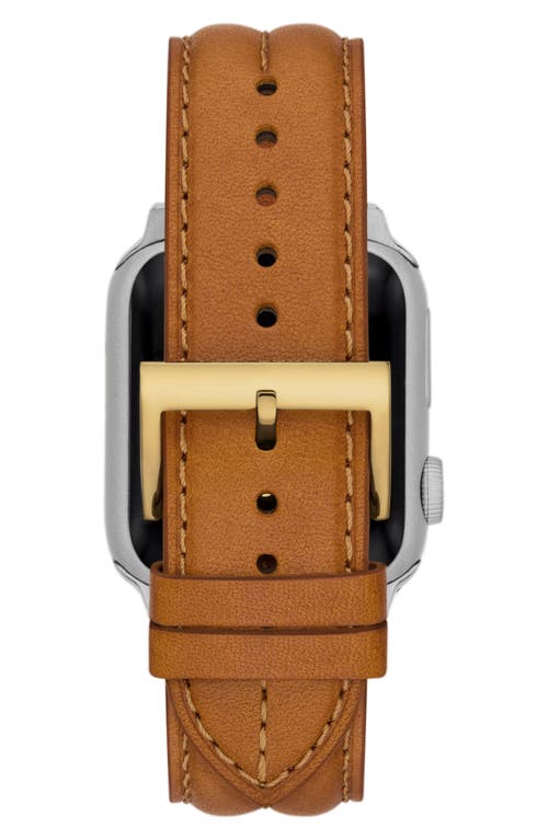 Tory Burch The Kira Leather 20mm Apple Watch® Watchband In Brown