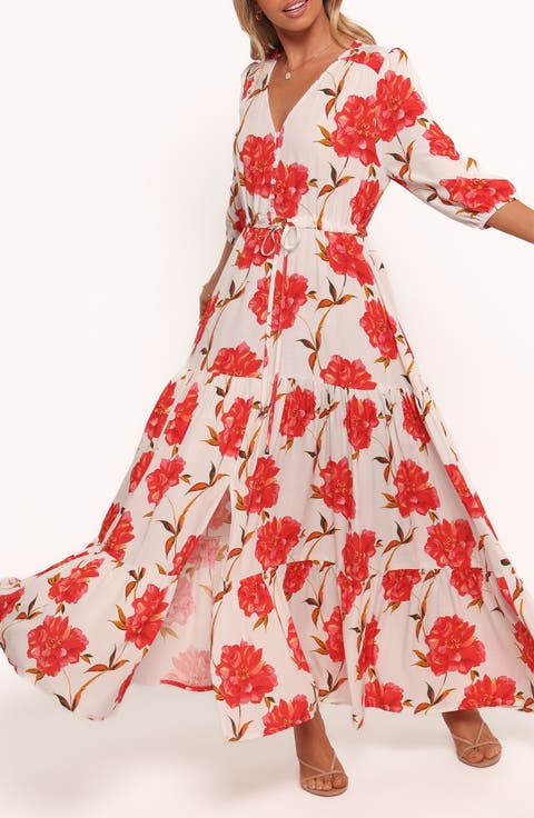 ヌキテパ event FLOWER SLEEVE DRESS Ｍ Denzel Puff Sleeve Midi Dress | Multi Floral