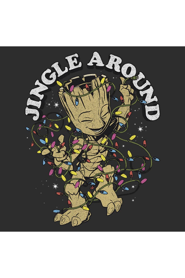 Women's Guardians of the Galaxy Groot Jingle Around  Graphic T-Shirt, Alternate, color, Black
