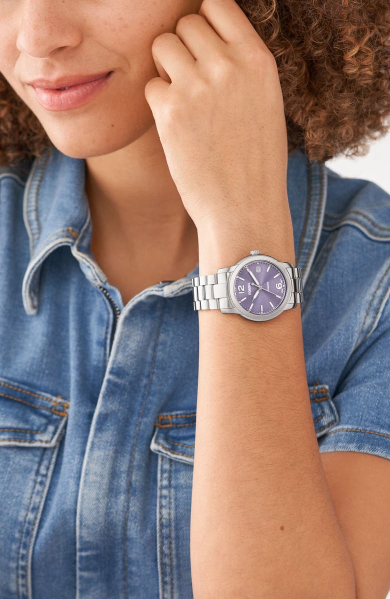 Fossil Heritage Stainless Steel Automatic Bracelet Watch, 38mm, Alternate, color, 