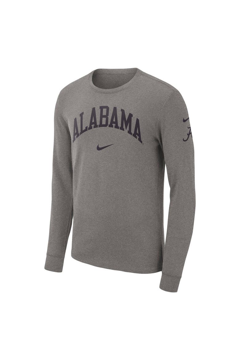 Men's Nike Heather Gray Alabama Crimson Tide Arch 2-Hit Long Sleeve T-Shirt, Alternate, color, Heather Gray