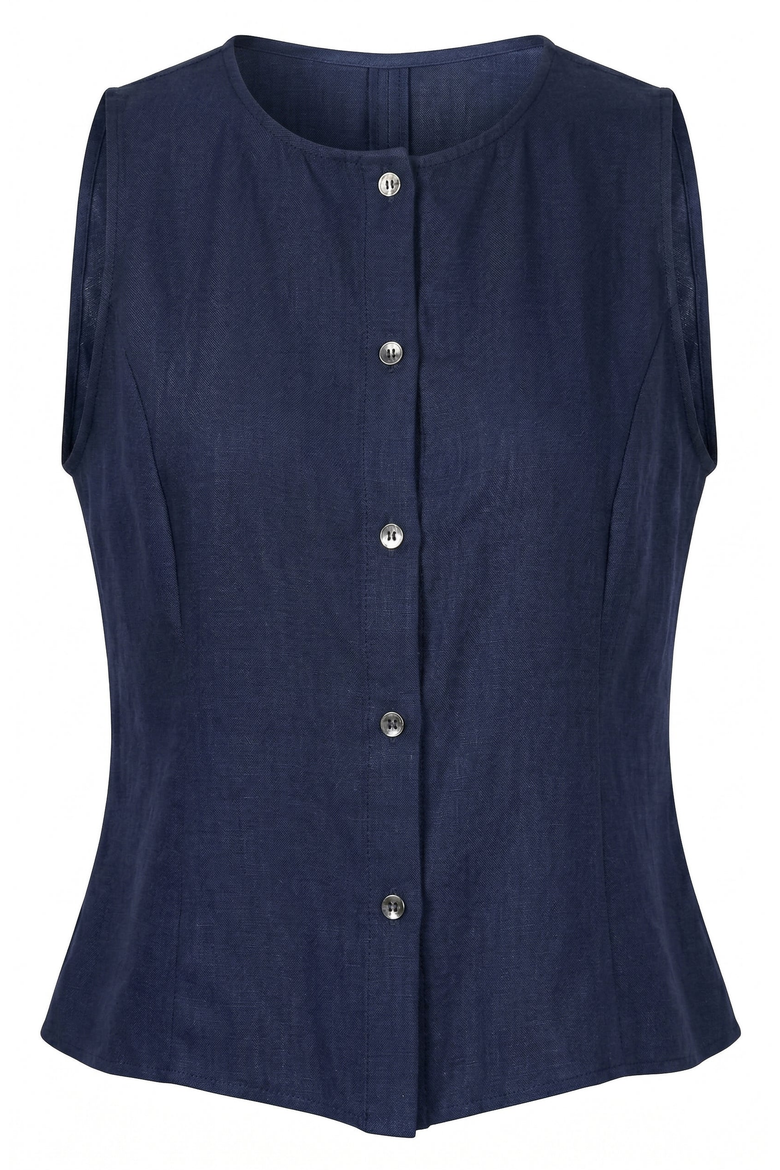 Sleeveless Structured Top and Tiered Midi Skirt Set, Alternate, color, Navy Blue