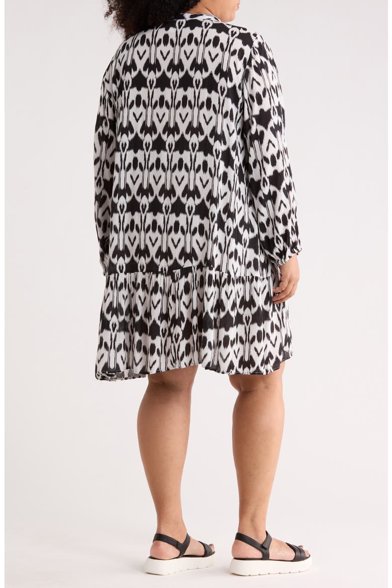 Ikat Long Sleeve Cover-Up Dress, Alternate, color, BLACK