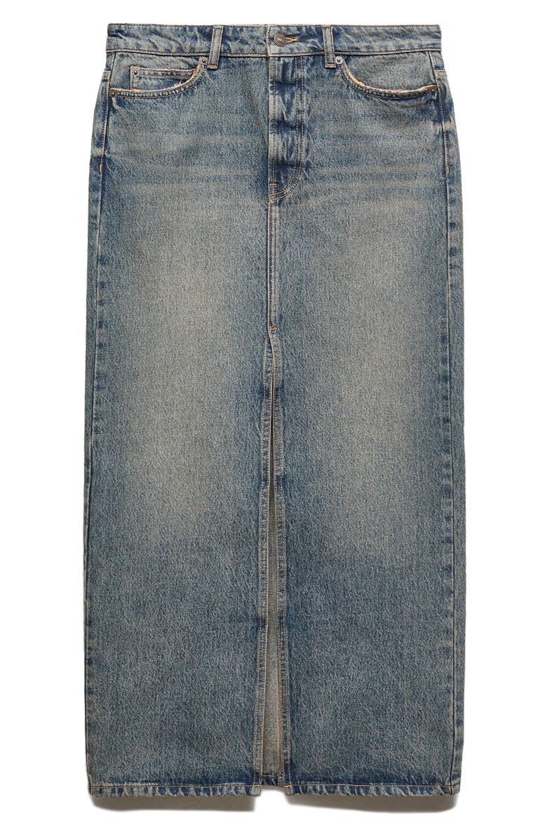Long Denim Skirt, Alternate, color, DARK VINTAGE BLUE