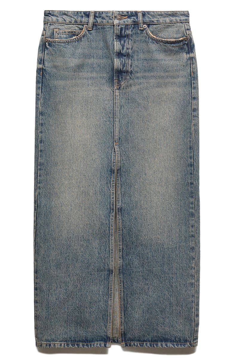 MANGO Long Denim Skirt, Alternate, color, 