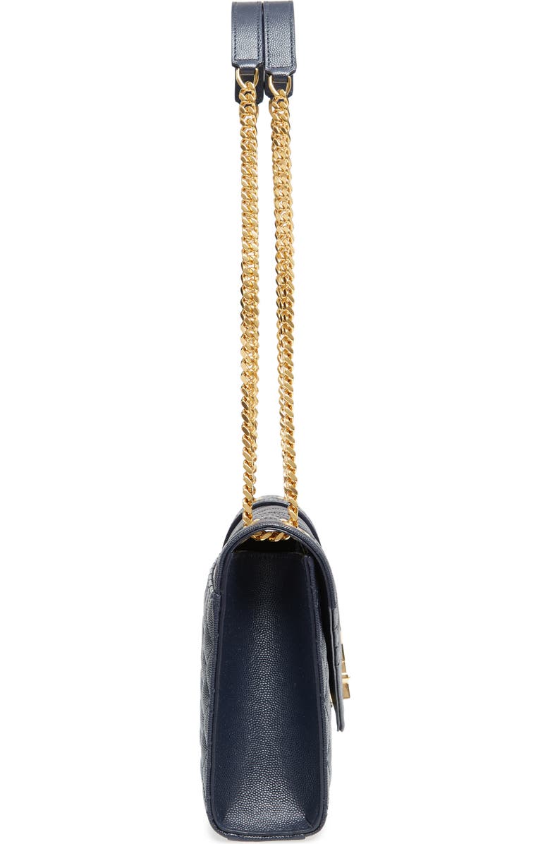 Saint Laurent Medium Cassandra Quilted Leather Envelope Bag, Alternate, color, Deep Marine