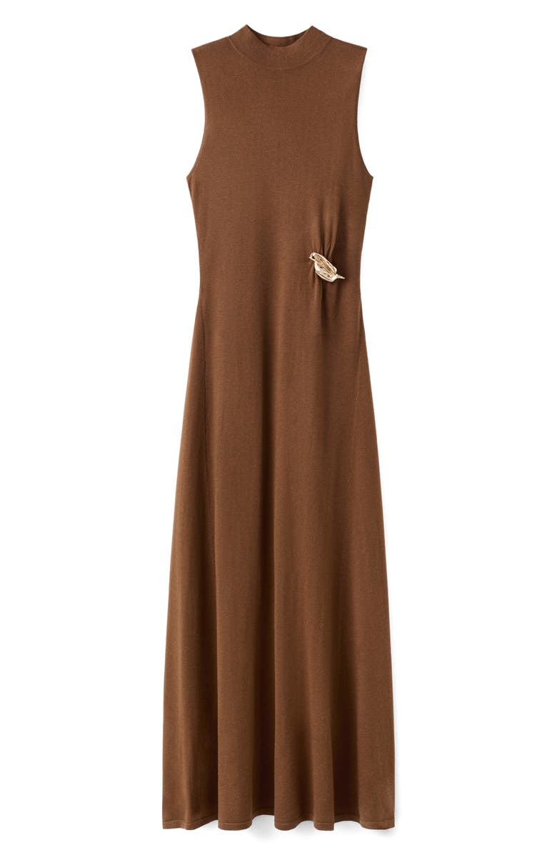 MANGO Mock Neck Knit Maxi Dress, Alternate, color, Caramel