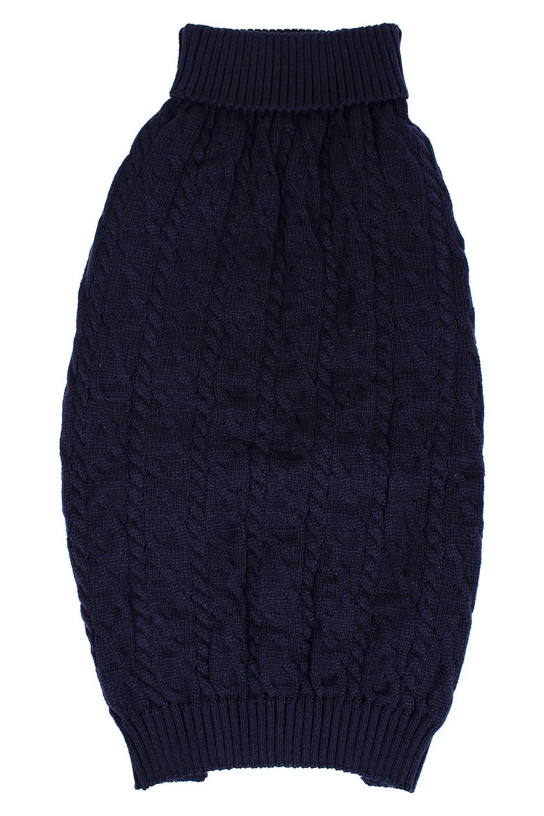 Cable Knit Dog Sweater, Main, color, NAVY