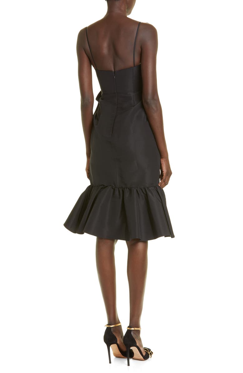 Carolina Herrera Gathered Ruffle Detail Silk Midi Dress, Alternate, color,