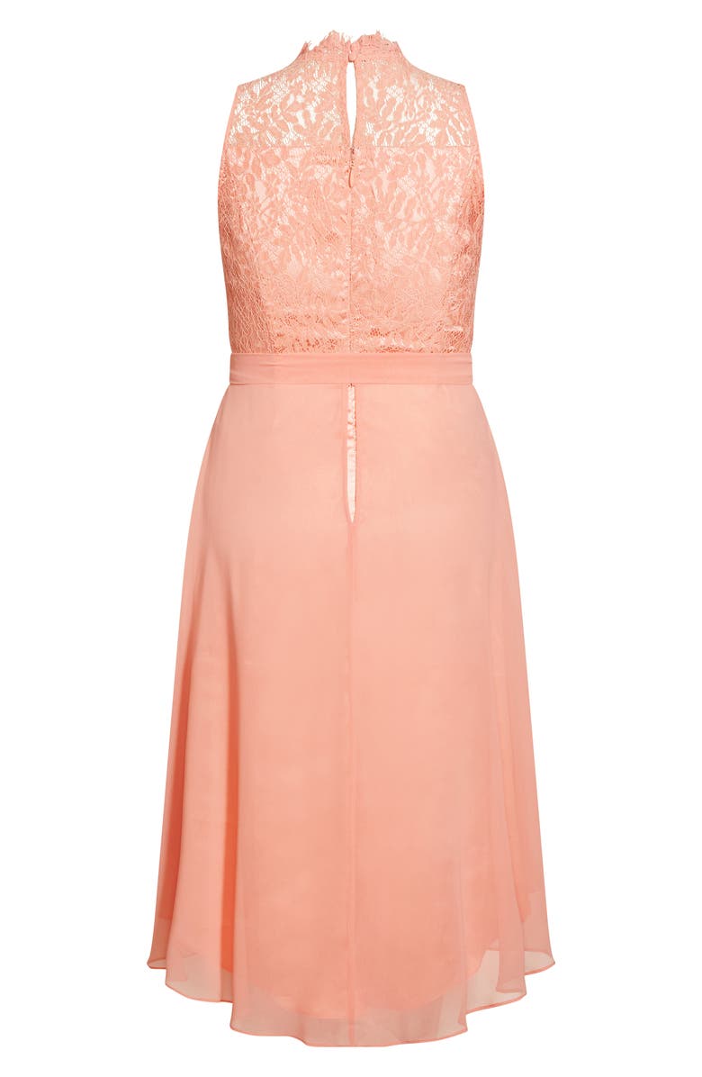City Chic Vera Lace High/Low Maxi Dress, Alternate, color, Peach