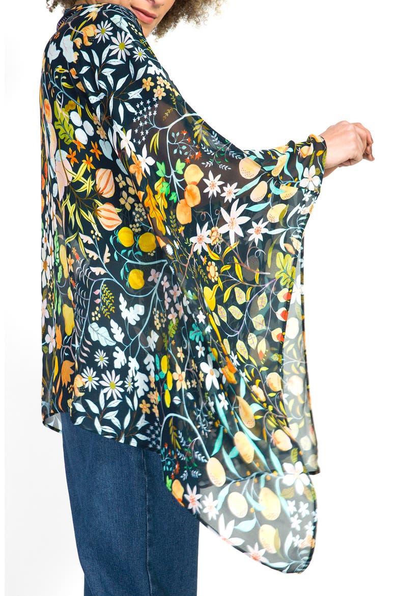 Floral Print Scarf, Alternate, color, BLACK