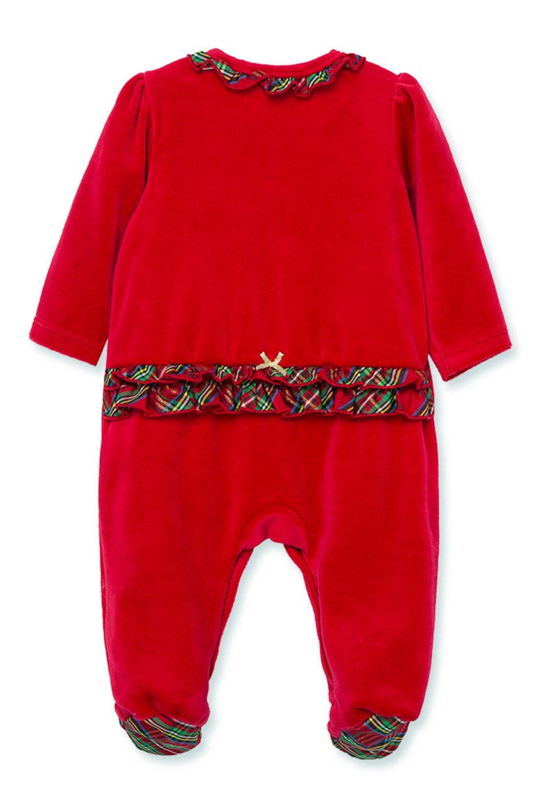 Holiday Velour Footie, Alternate, color, RED