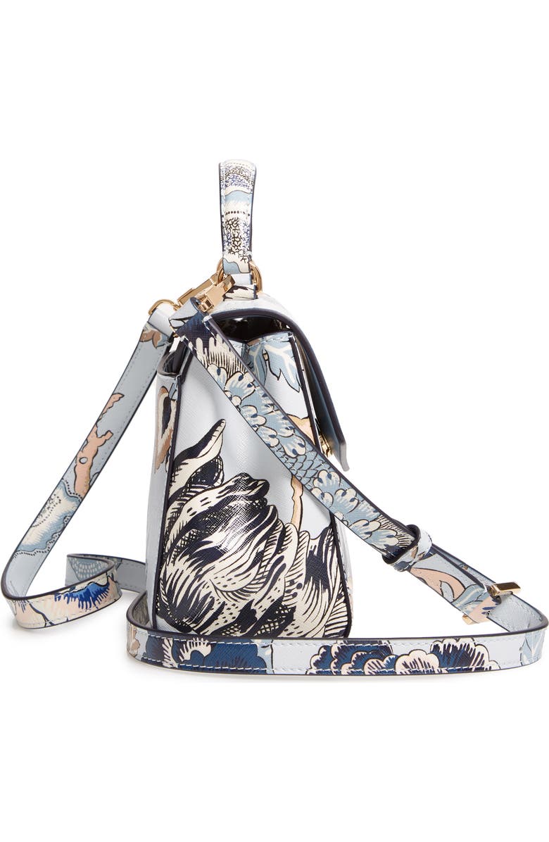 Tory Burch Robinson Print Small Leather Satchel, Alternate, color,