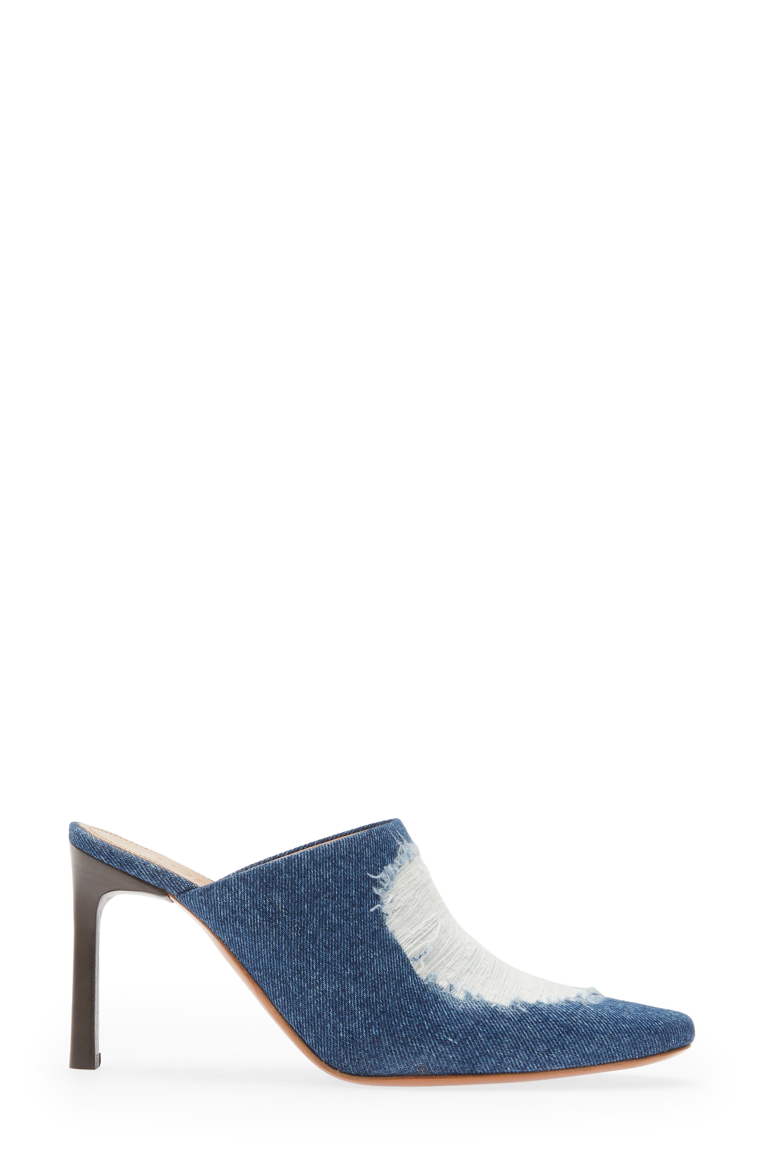 Ripped Denim Mule, Alternate, color, WASHED DENIM