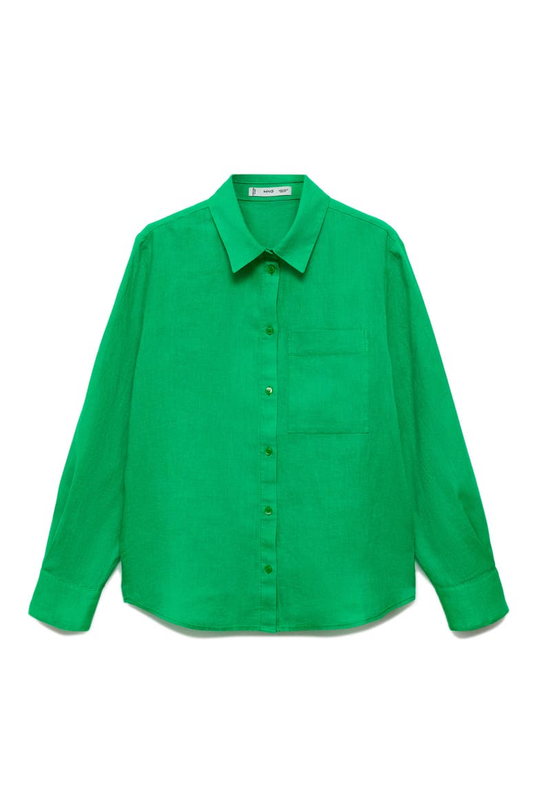 Linen Button-Up Shirt, Alternate, color, GREEN APPLE
