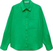 MANGO Linen Button-Up Shirt