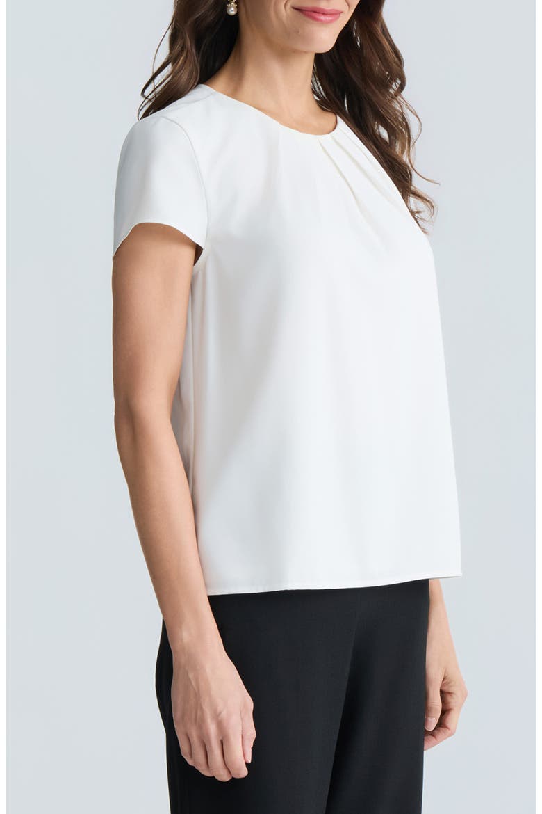 Pleated Cap Sleeve Top, Alternate, color, VANILLA ICE