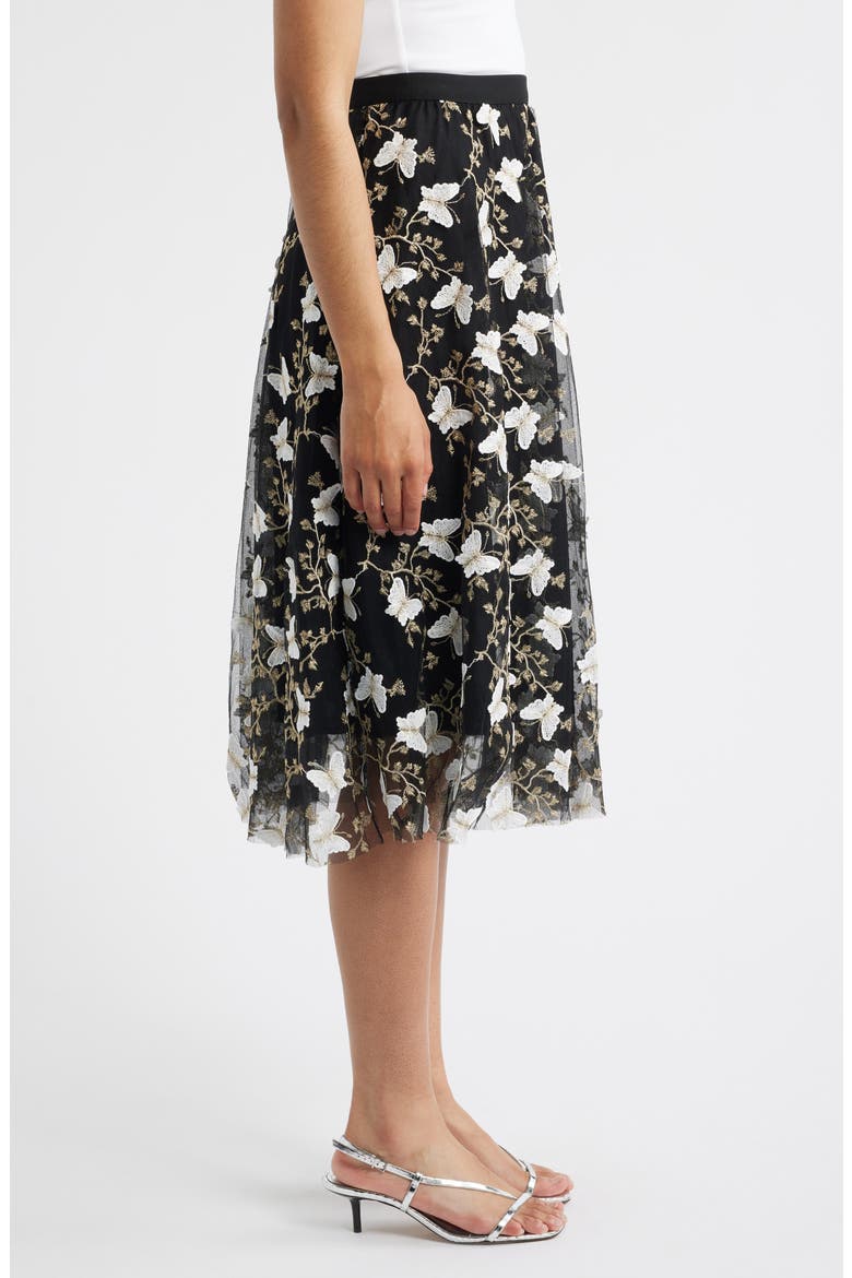 Marie Embroidered A-Line Skirt, Alternate, color, BLACK