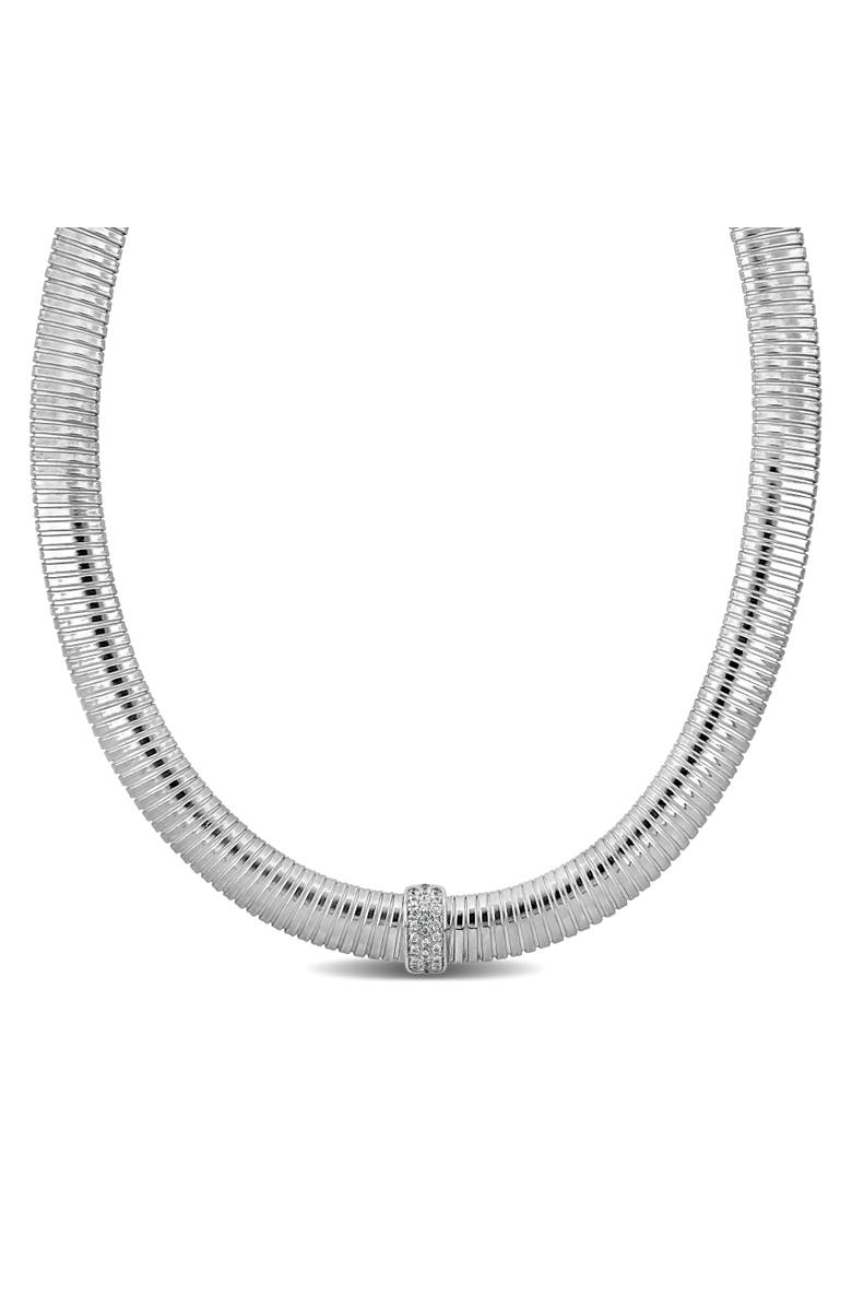 Julianna B. Cubic Zirconia Omega Necklace, Main, color, Sterling Silver