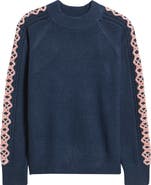 CITY BLUES Embroidered Sleeve Mock Neck Sweater