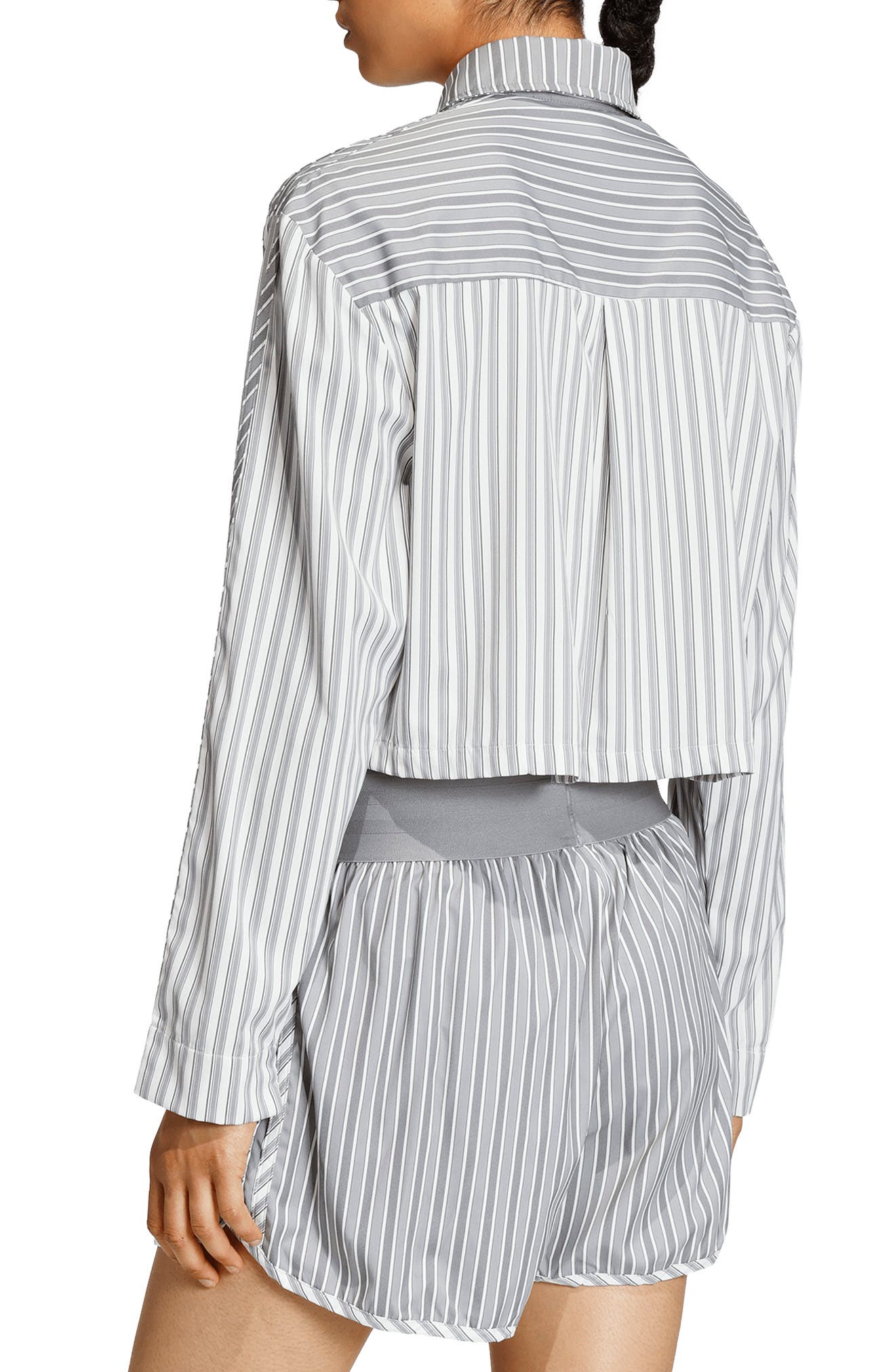 Stripe Crop Zip-Up Shirt (Women) | Nordstrom