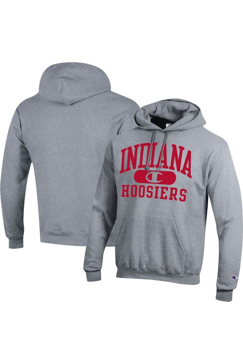 Men's Champion Heather Gray Indiana Hoosiers Arch Pill Pullover Hoodie, Main, color, Heather Gray