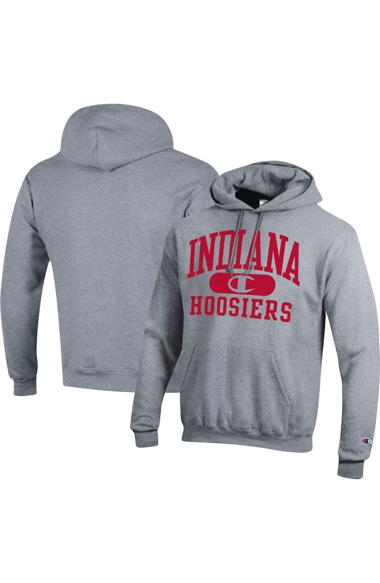 Champion Men's Champion Heather Gray Indiana Hoosiers Arch Pill Pullover Hoodie, Main, color,