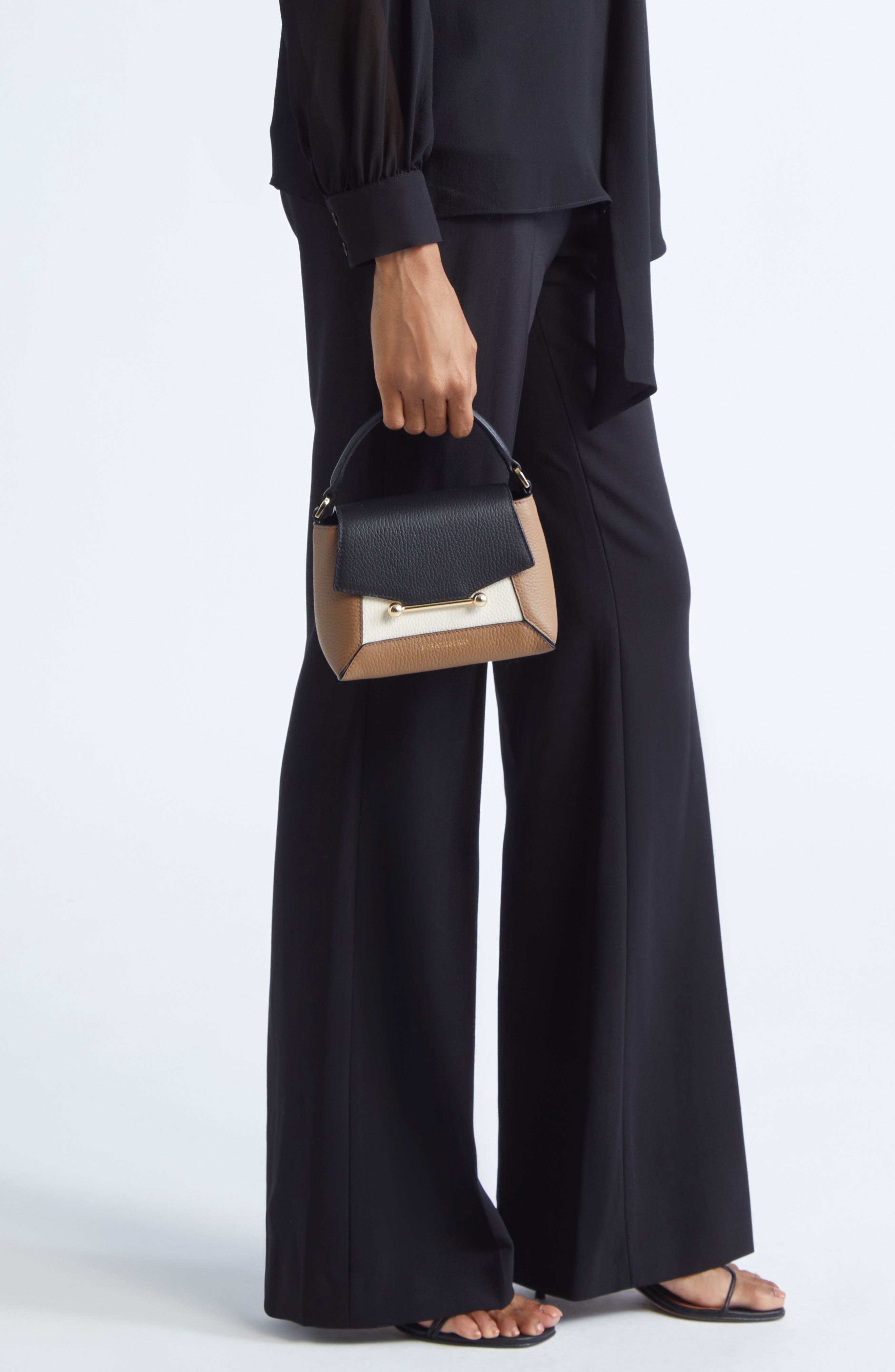 Strathberry Nano Mosaic Leather Top Handle Bag, Alternate, color, 