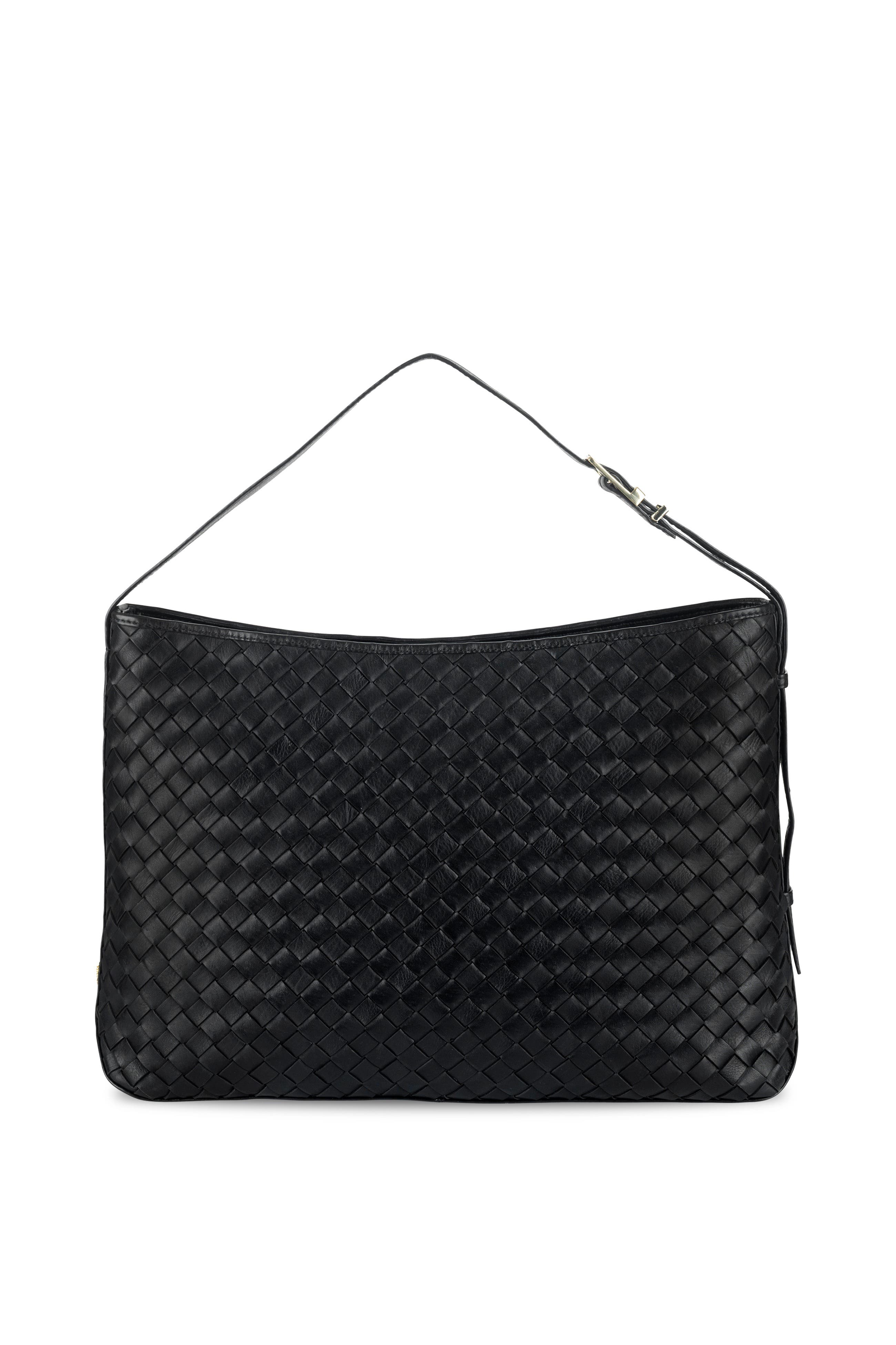 The Holly Woven Leather Bag, Alternate, color, Black