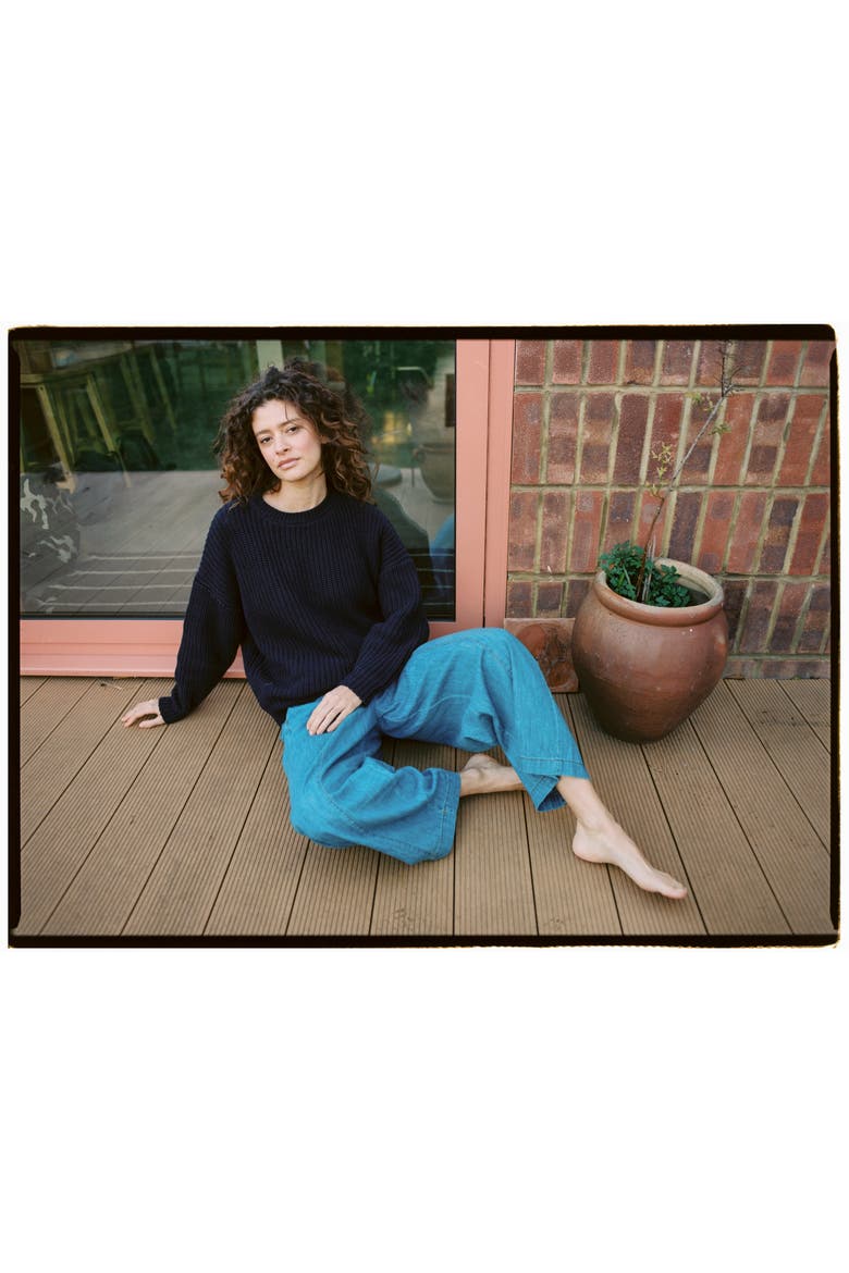 The Chambray Denim Trouser Women, Alternate, color, mid denim