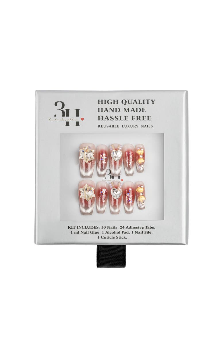 3H Nails Eternal Blossom Luxury Handmade Press On Nails, Main, color, Salmon