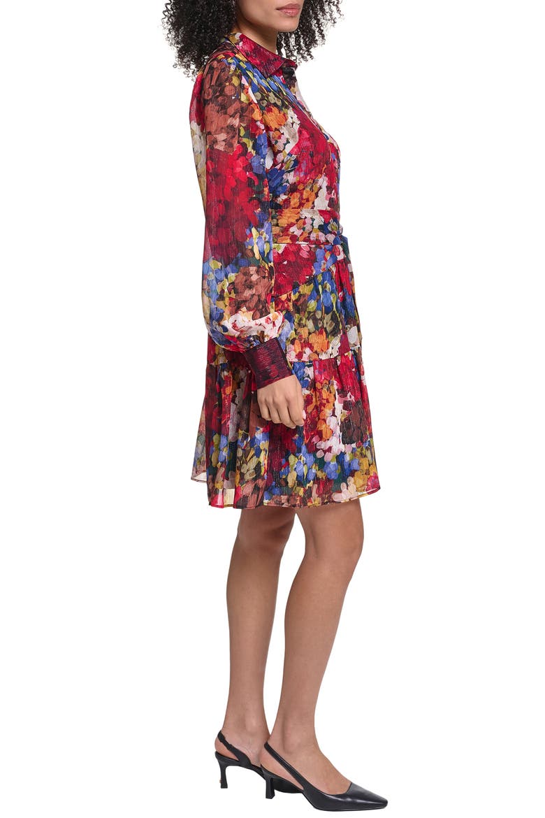 Print Metallic Long Sleeve Dress, Alternate, color, PORT VINE MULTI