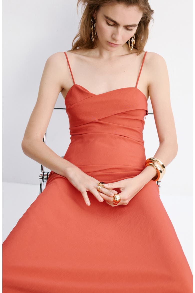 Cross Neck Tie Back Midi Dress, Alternate, color, RED