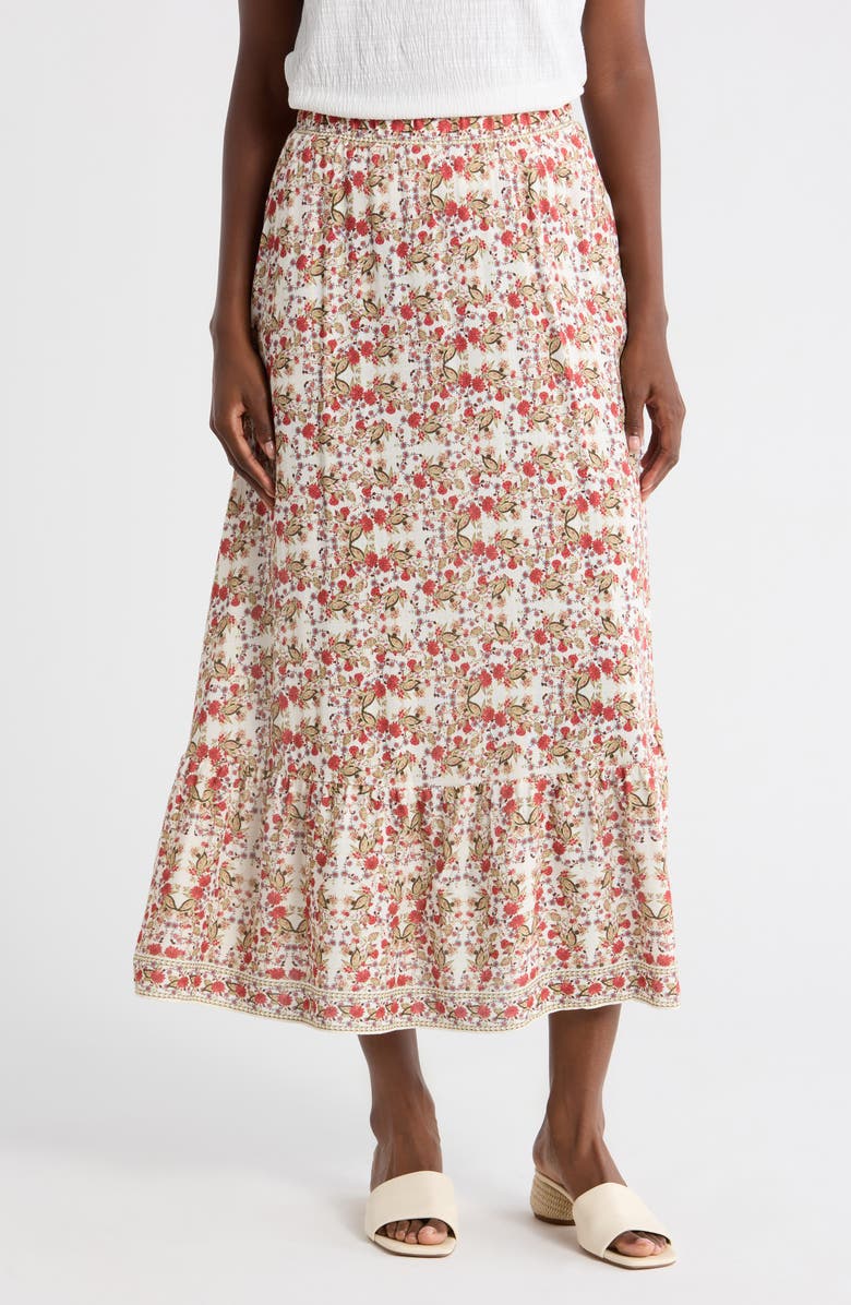 MAX STUDIO Floral Maxi Skirt, Main, color, Cream/ Desert Rose Paisley