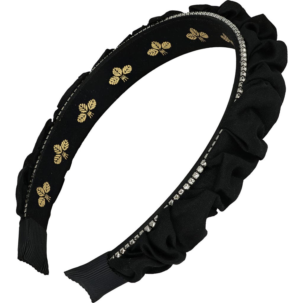 L. Erickson Claudette Jeweled Headband in Black/Crystal