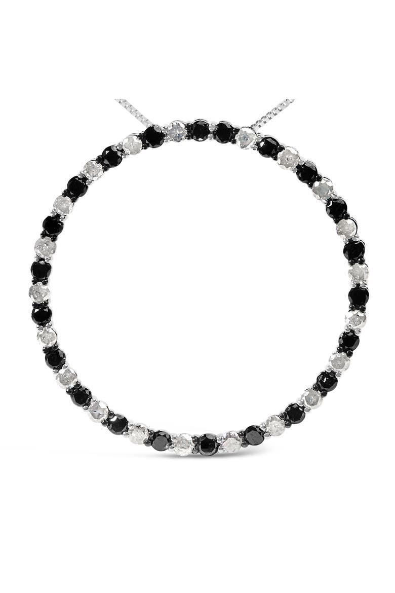 Silver 3 Cttw Diamond Open Hoop Circle Pendant Necklace, Alternate, color, White
