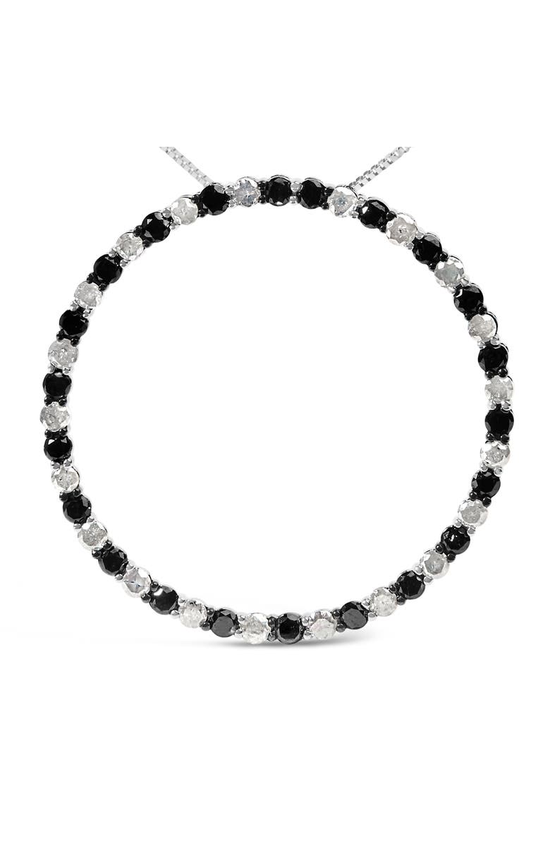 Haus of Brilliance Silver 3 Cttw Diamond Open Hoop Circle Pendant Necklace, Alternate, color, White