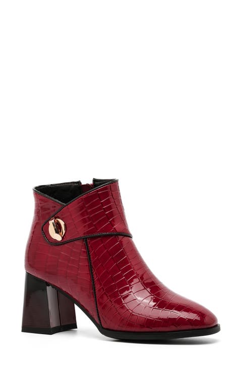Bailey Croc Embossed Faux Leather Bootie